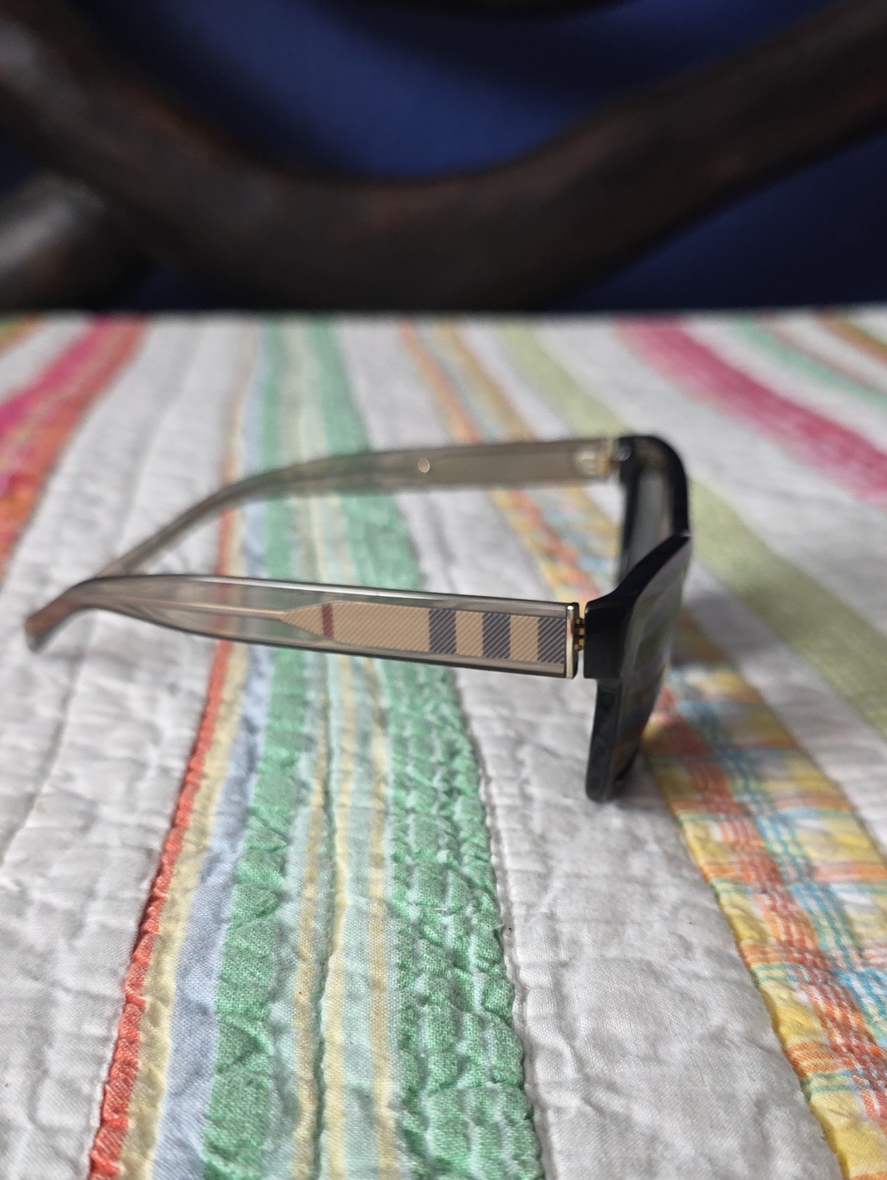 Burberry Black Frame Sunglasses with Signature Beige Check Temples